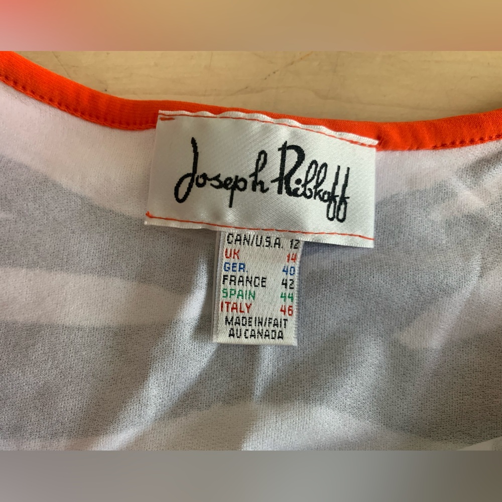 🆕 JOSEPH RIBKOFF - Black & White Zebra Tank with Bright Orange Trim - Picture 3 of 9
